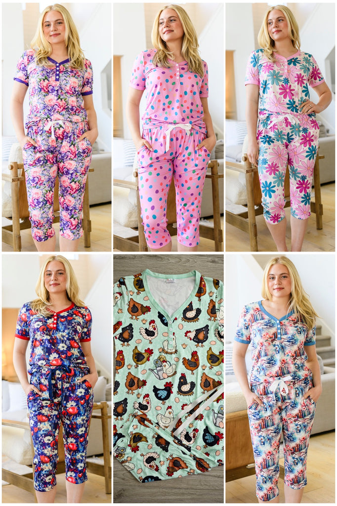 PREORDER: Spring 2024 Short Sleeves & Capris Pajama Set - 6 Patterns!-Villari Chic, women's online fashion boutique in Severna, Maryland