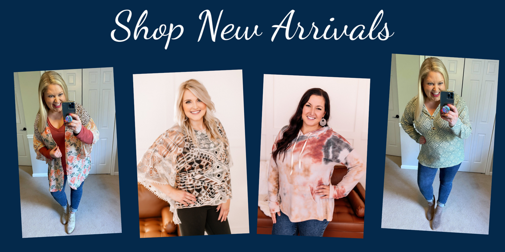 Shop New Arrivals with Villari Chic Boutique | Featured is 4 collage images of women showcasing various outfits | Villari Chic Boutique is an online women's fashion boutique located in Severna, Maryland