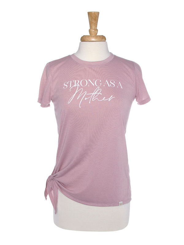 "Strong as a Mother" Tee with Side Tie Detail in Blush-Villari Chic, women's online fashion boutique in Severna, Maryland
