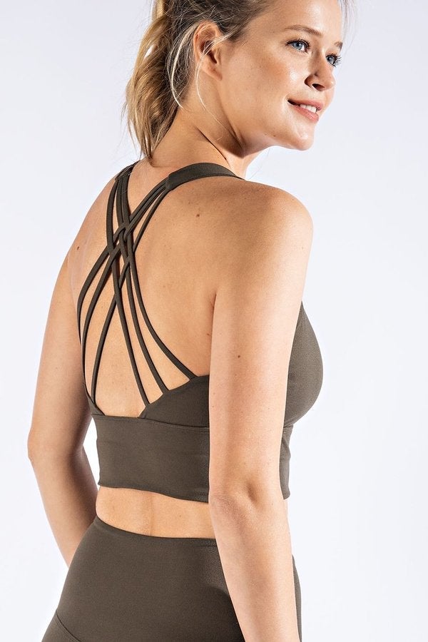Free Expression Sports Bralette in Olive-Villari Chic, women's online fashion boutique in Severna, Maryland