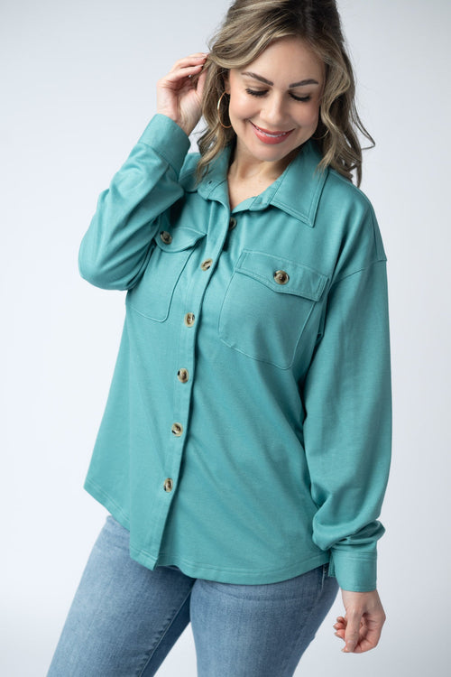 Brenna Button Down Top - Teal-clothing-Villari Chic, women's online fashion boutique in Severna, Maryland