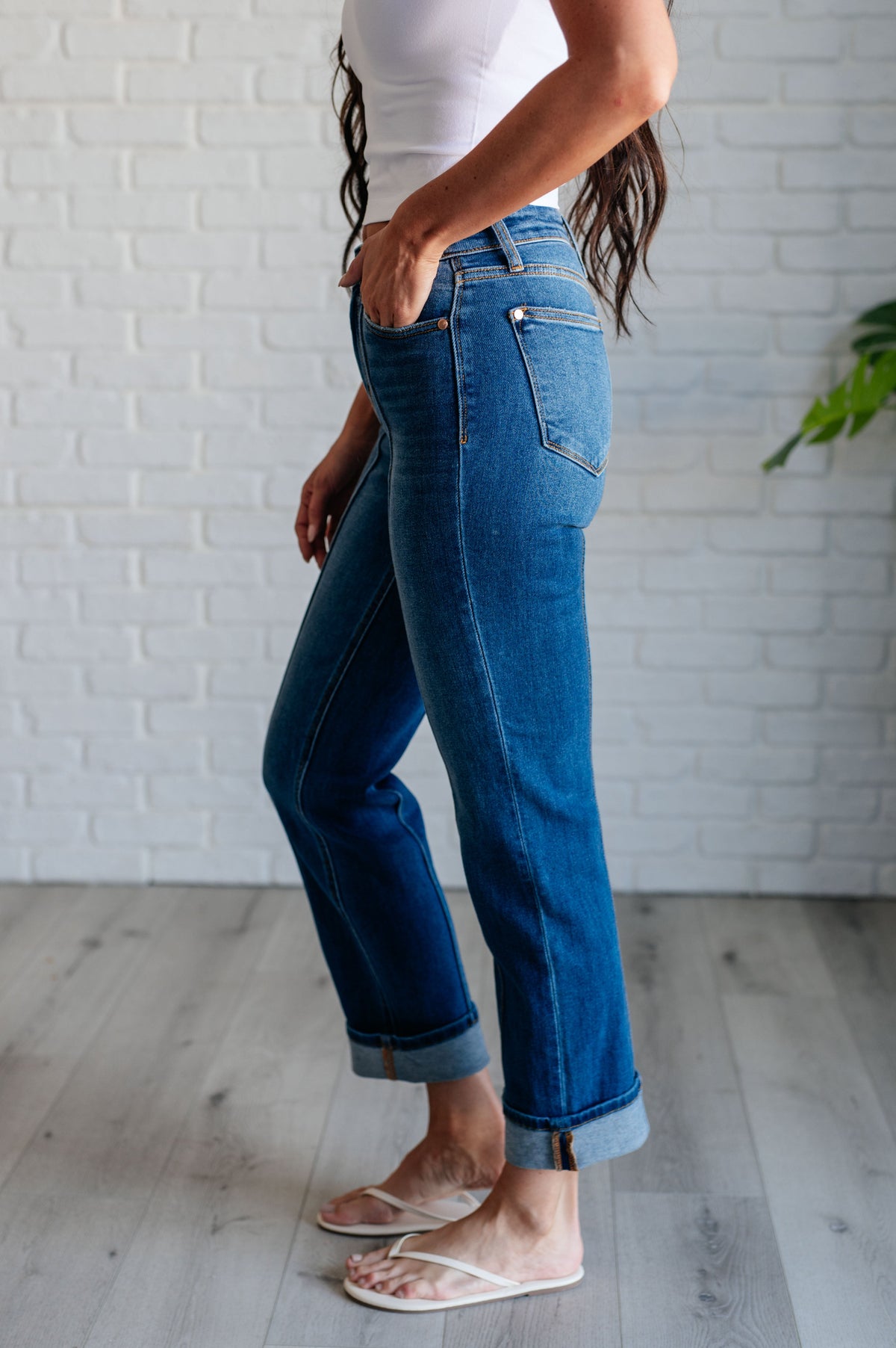 Judy Blue High Rise Center Seam Detail Straight Jeans-Denim-Villari Chic, women's online fashion boutique in Severna, Maryland