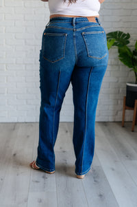 Judy Blue High Rise Center Seam Detail Straight Jeans-Denim-Villari Chic, women's online fashion boutique in Severna, Maryland