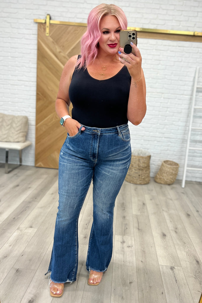 Carina High Rise Vintage Wash Flare Jeans-Womens-Villari Chic, women's online fashion boutique in Severna, Maryland