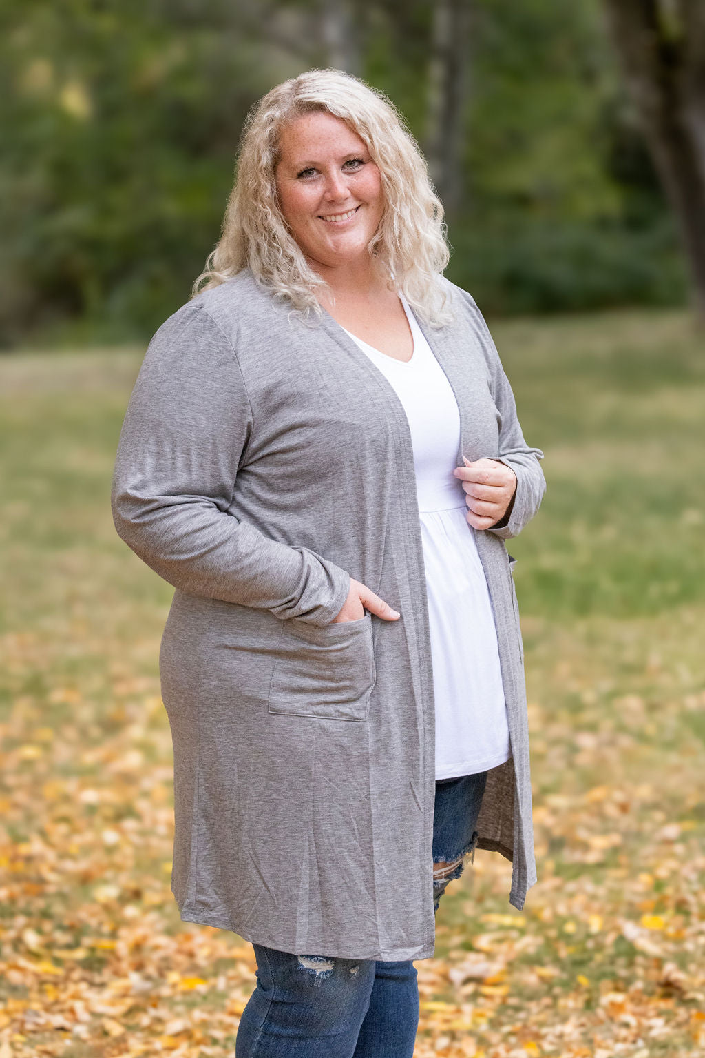 Classic Cardigan - Light Grey-Cardigan-Villari Chic, women's online fashion boutique in Severna, Maryland