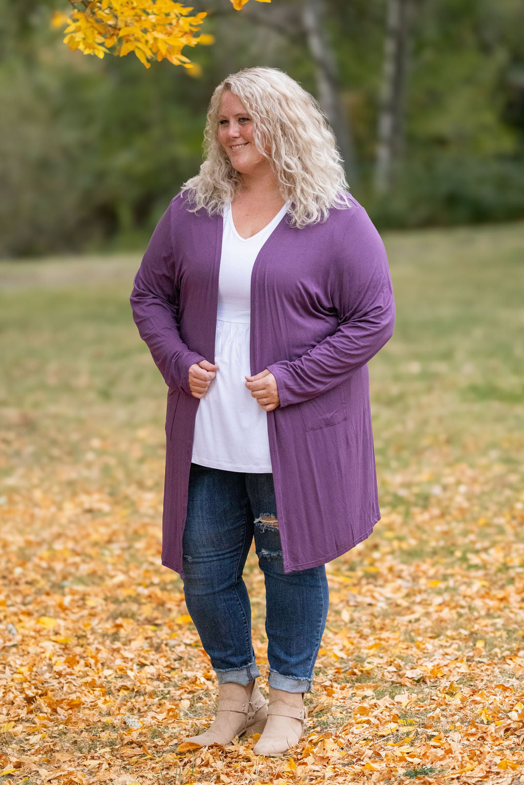 Classic Cardigan - Purple-Cardigan-Villari Chic, women's online fashion boutique in Severna, Maryland