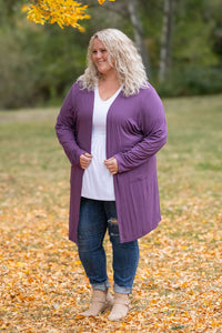 Classic Cardigan - Purple-Cardigan-Villari Chic, women's online fashion boutique in Severna, Maryland