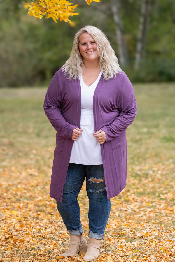 Classic Cardigan - Purple-Cardigan-Villari Chic, women's online fashion boutique in Severna, Maryland