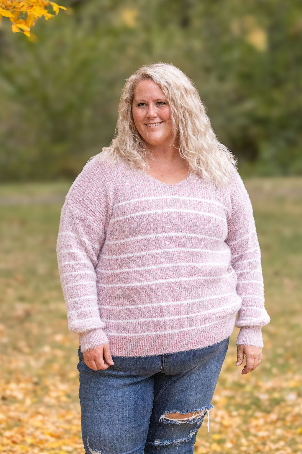 Cozy Striped Sweater - Mauve-clothing-Villari Chic, women's online fashion boutique in Severna, Maryland