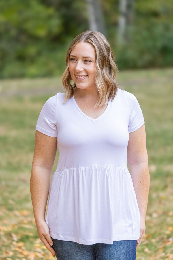 Sarah Ruffle Short Sleeve - White-Tops-Villari Chic, women's online fashion boutique in Severna, Maryland