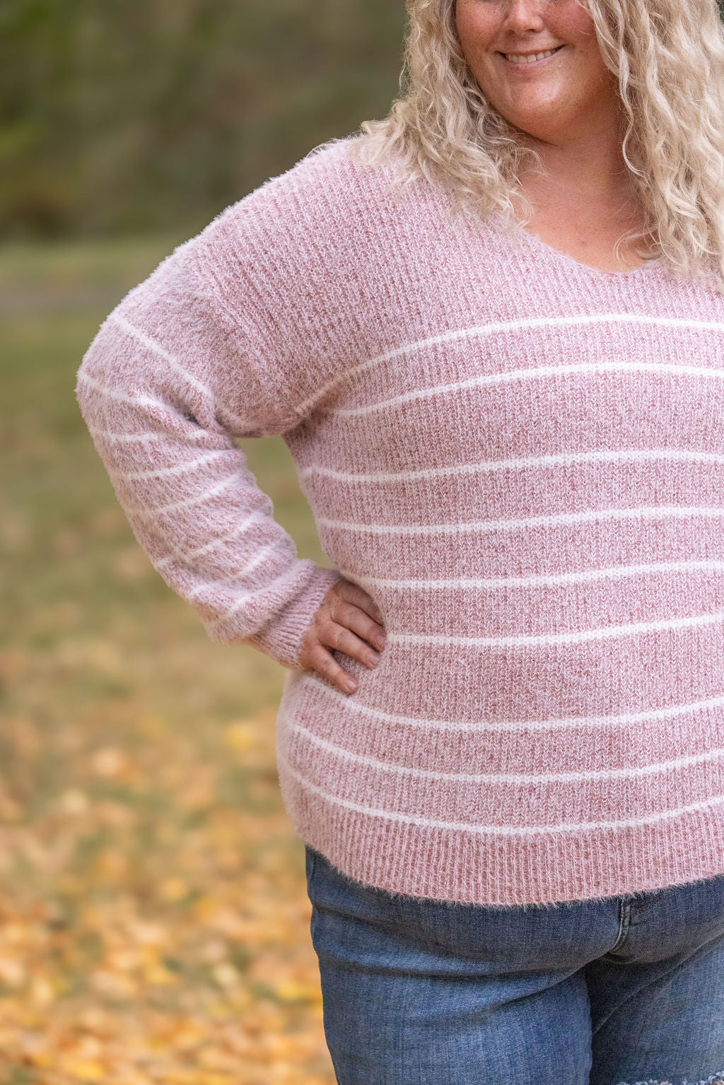 Cozy Striped Sweater - Mauve-clothing-Villari Chic, women's online fashion boutique in Severna, Maryland