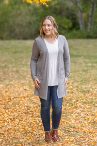 Classic Cardigan - Light Grey-Cardigan-Villari Chic, women's online fashion boutique in Severna, Maryland