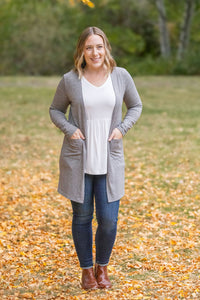 Classic Cardigan - Light Grey-Cardigan-Villari Chic, women's online fashion boutique in Severna, Maryland