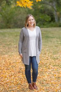 Classic Cardigan - Light Grey-Cardigan-Villari Chic, women's online fashion boutique in Severna, Maryland