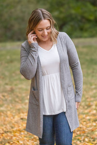 Classic Cardigan - Light Grey-Cardigan-Villari Chic, women's online fashion boutique in Severna, Maryland