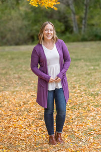 Classic Cardigan - Purple-Cardigan-Villari Chic, women's online fashion boutique in Severna, Maryland