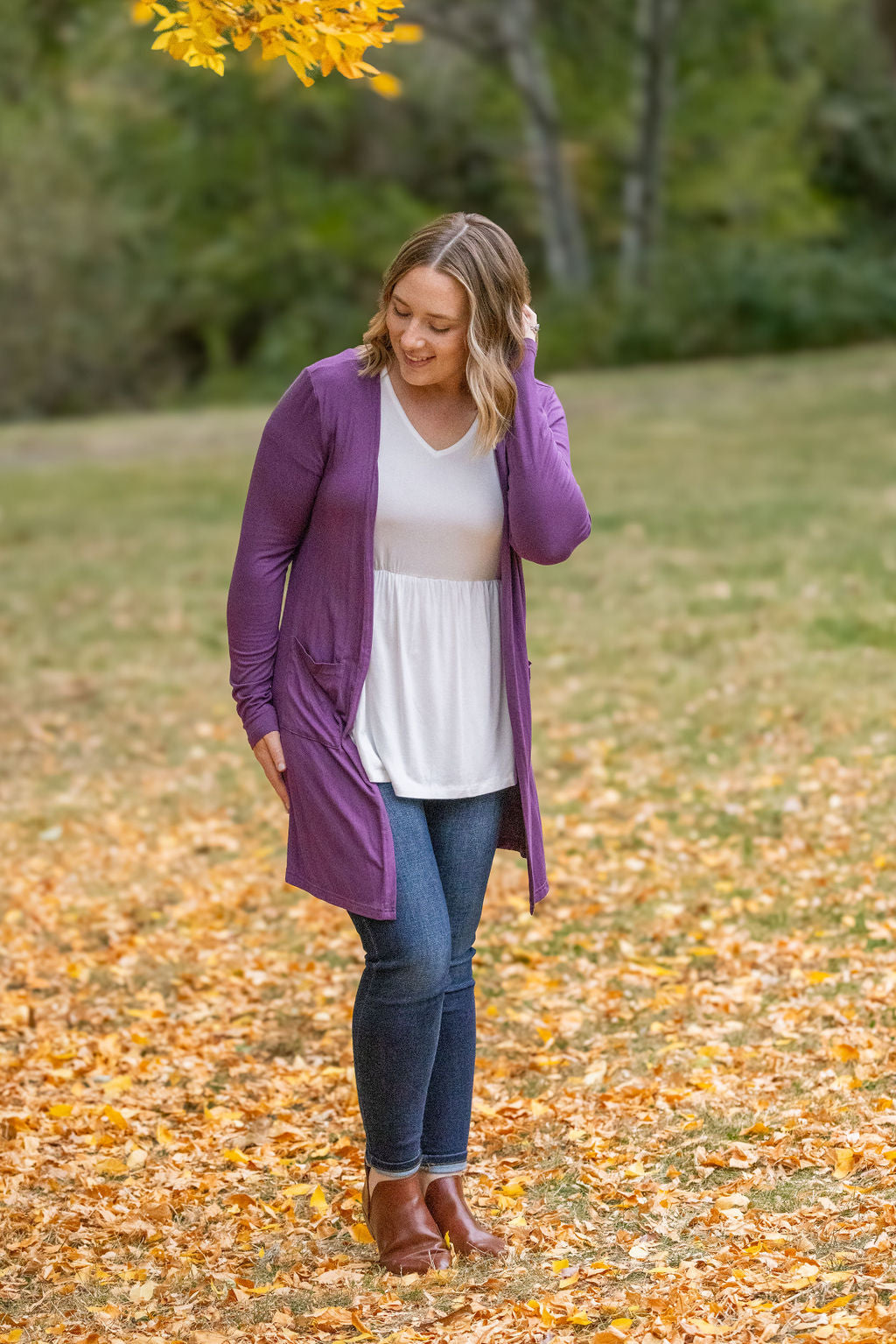 Classic Cardigan - Purple-Cardigan-Villari Chic, women's online fashion boutique in Severna, Maryland