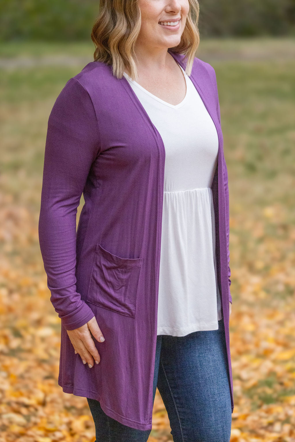 Classic Cardigan - Purple-Cardigan-Villari Chic, women's online fashion boutique in Severna, Maryland