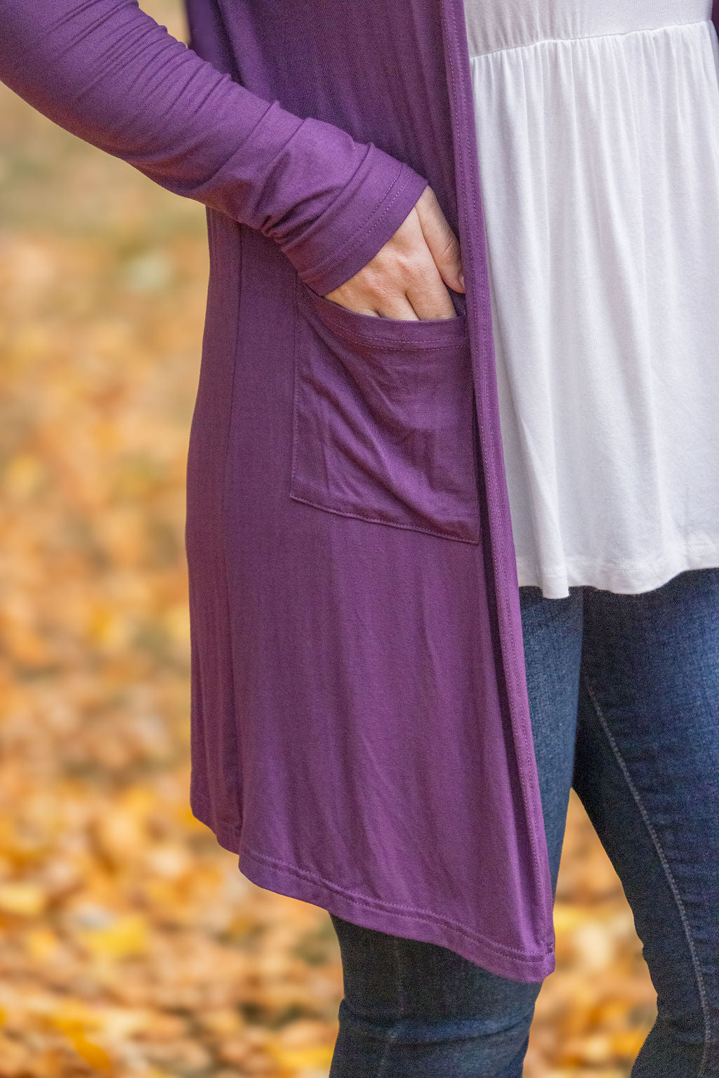 Classic Cardigan - Purple-Cardigan-Villari Chic, women's online fashion boutique in Severna, Maryland