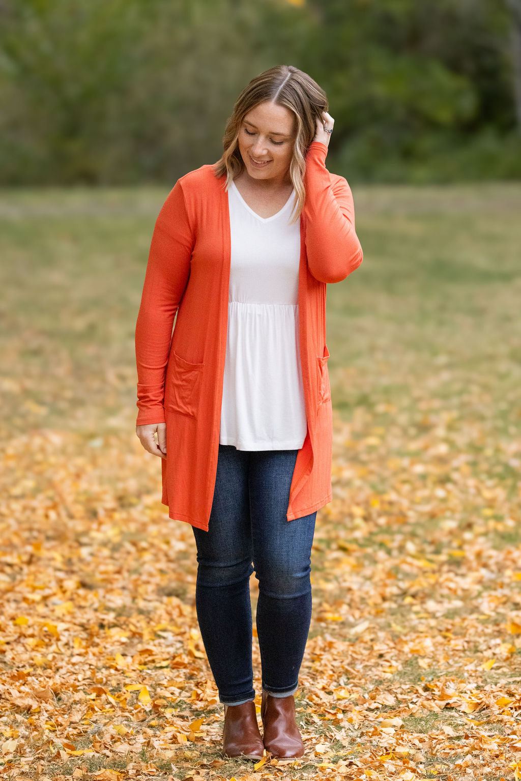 Classic Cardigan - Pumpkin-Cardigan-Villari Chic, women's online fashion boutique in Severna, Maryland