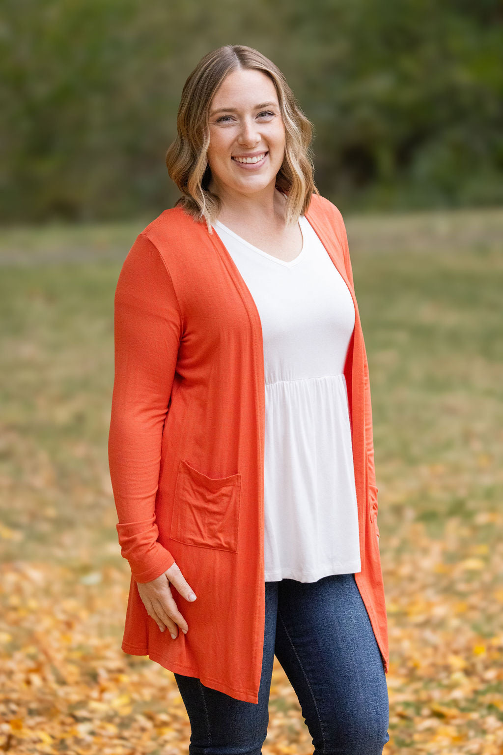 Classic Cardigan - Pumpkin-Cardigan-Villari Chic, women's online fashion boutique in Severna, Maryland