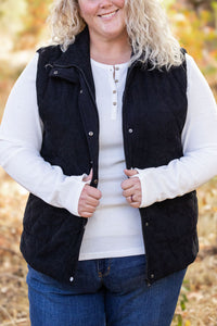 Corduroy Vest - Black-clothing-Villari Chic, women's online fashion boutique in Severna, Maryland