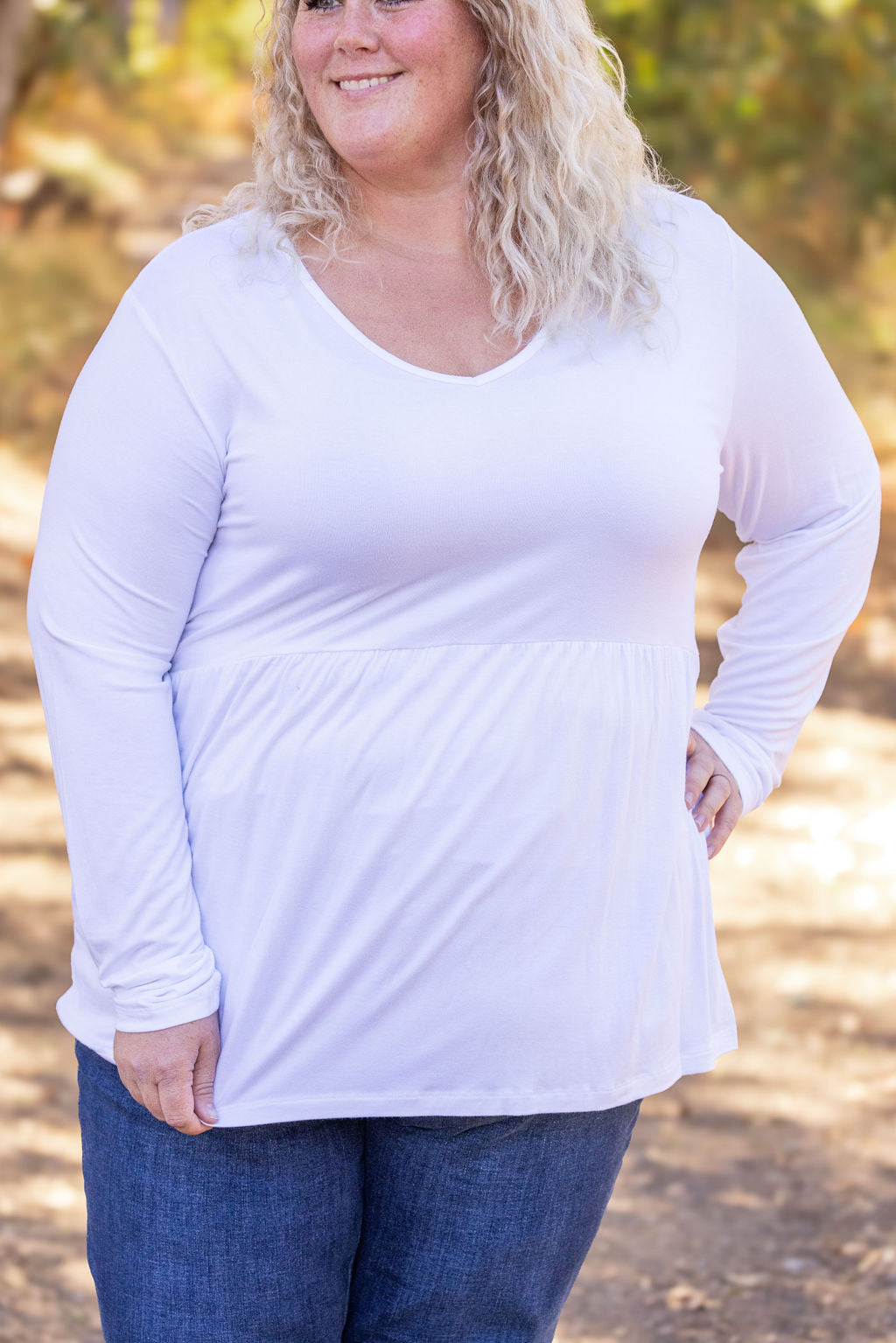 Long Sleeve Sarah Ruffle - White-Tops-Villari Chic, women's online fashion boutique in Severna, Maryland