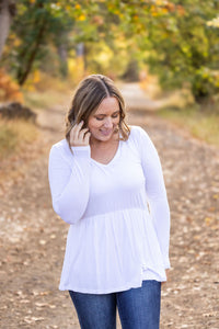 Long Sleeve Sarah Ruffle - White-Tops-Villari Chic, women's online fashion boutique in Severna, Maryland