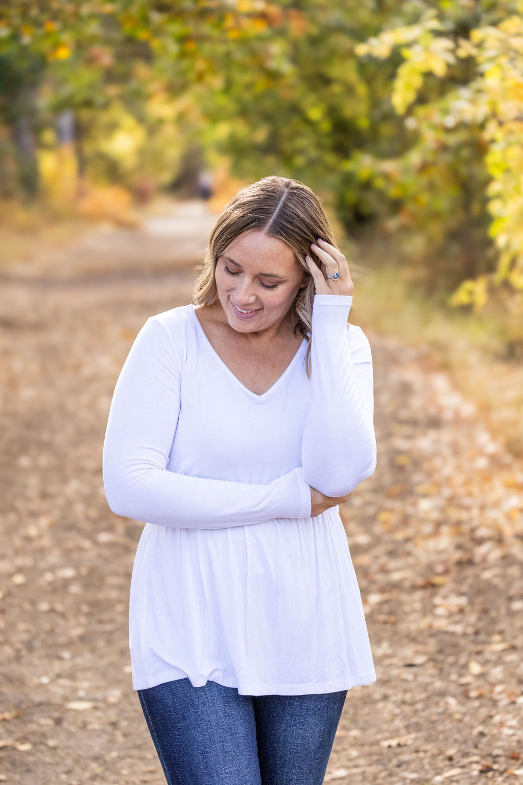 Long Sleeve Sarah Ruffle - White-Tops-Villari Chic, women's online fashion boutique in Severna, Maryland