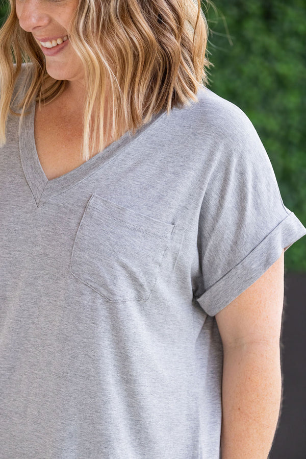 Sierra Pocket Tops - Grey-Tops-Villari Chic, women's online fashion boutique in Severna, Maryland