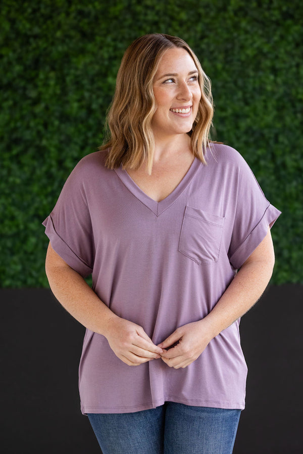 Sierra Pocket Tops - Dusty Purple-Tops-Villari Chic, women's online fashion boutique in Severna, Maryland