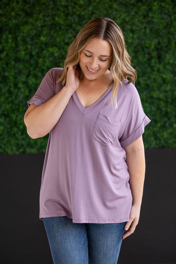 Sierra Pocket Tops - Dusty Purple-Tops-Villari Chic, women's online fashion boutique in Severna, Maryland