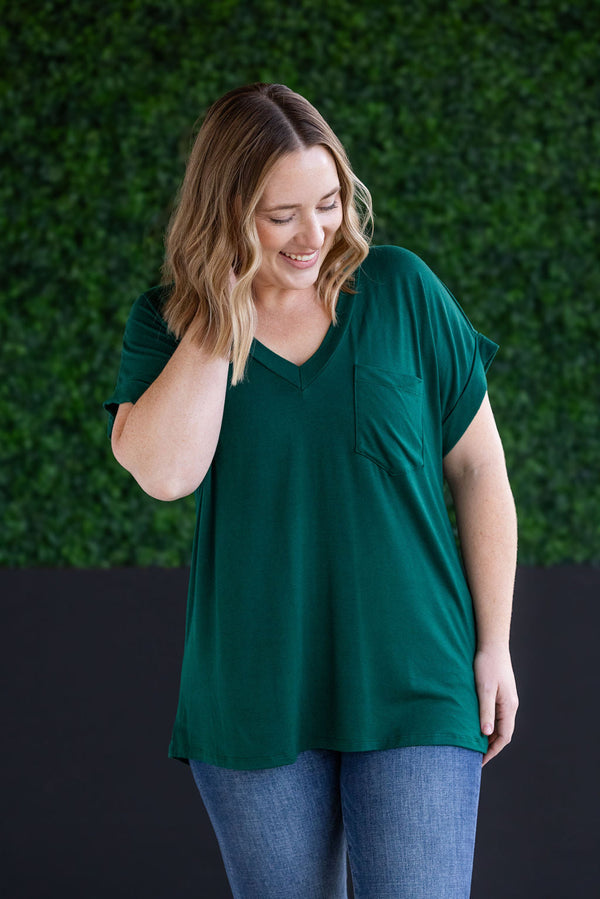 Sierra Pocket Tops - Hunter Green-Tops-Villari Chic, women's online fashion boutique in Severna, Maryland