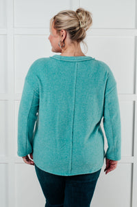 Simple Silhouette Brushed Hacci Sweater in Dusty Teal-Tops-Villari Chic, women's online fashion boutique in Severna, Maryland