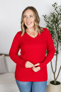 Leah Long Sleeve Top - Red-Tops-Villari Chic, women's online fashion boutique in Severna, Maryland