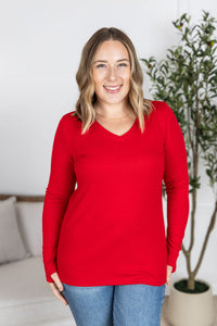 Leah Long Sleeve Top - Red-Tops-Villari Chic, women's online fashion boutique in Severna, Maryland