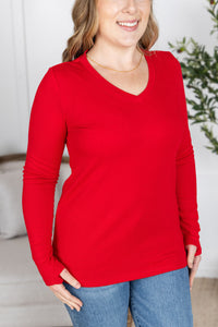 Leah Long Sleeve Top - Red-Tops-Villari Chic, women's online fashion boutique in Severna, Maryland