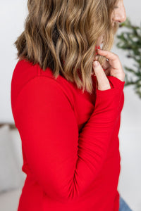 Leah Long Sleeve Top - Red-Tops-Villari Chic, women's online fashion boutique in Severna, Maryland