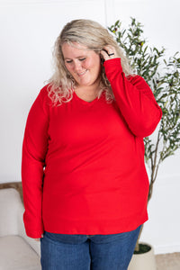 Leah Long Sleeve Top - Red-Tops-Villari Chic, women's online fashion boutique in Severna, Maryland