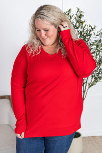 Leah Long Sleeve Top - Red-Tops-Villari Chic, women's online fashion boutique in Severna, Maryland