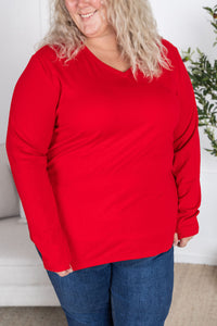 Leah Long Sleeve Top - Red-Tops-Villari Chic, women's online fashion boutique in Severna, Maryland