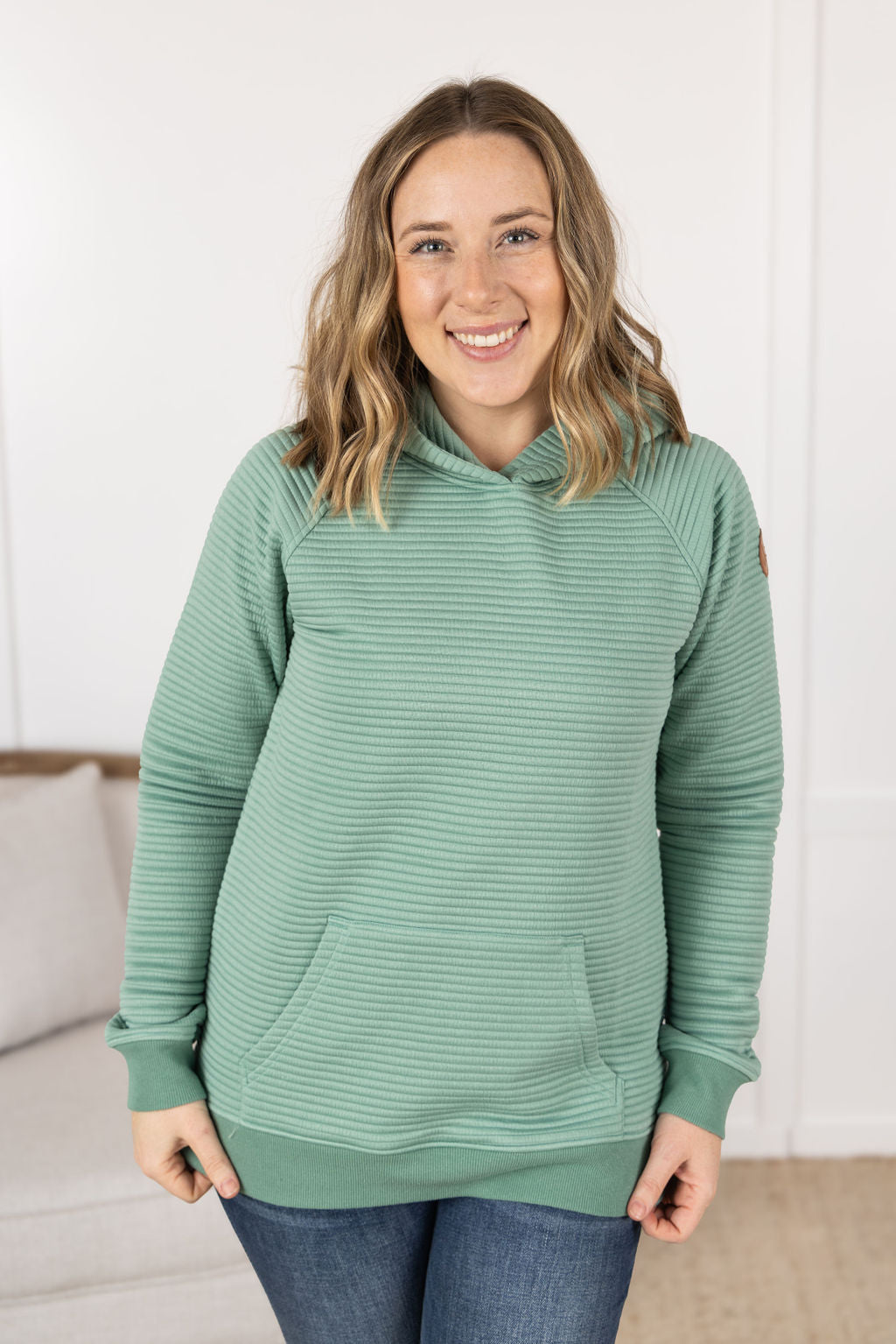 Tatum Textured Pullover Hoodie - Sea Green-outerwear-Villari Chic, women's online fashion boutique in Severna, Maryland