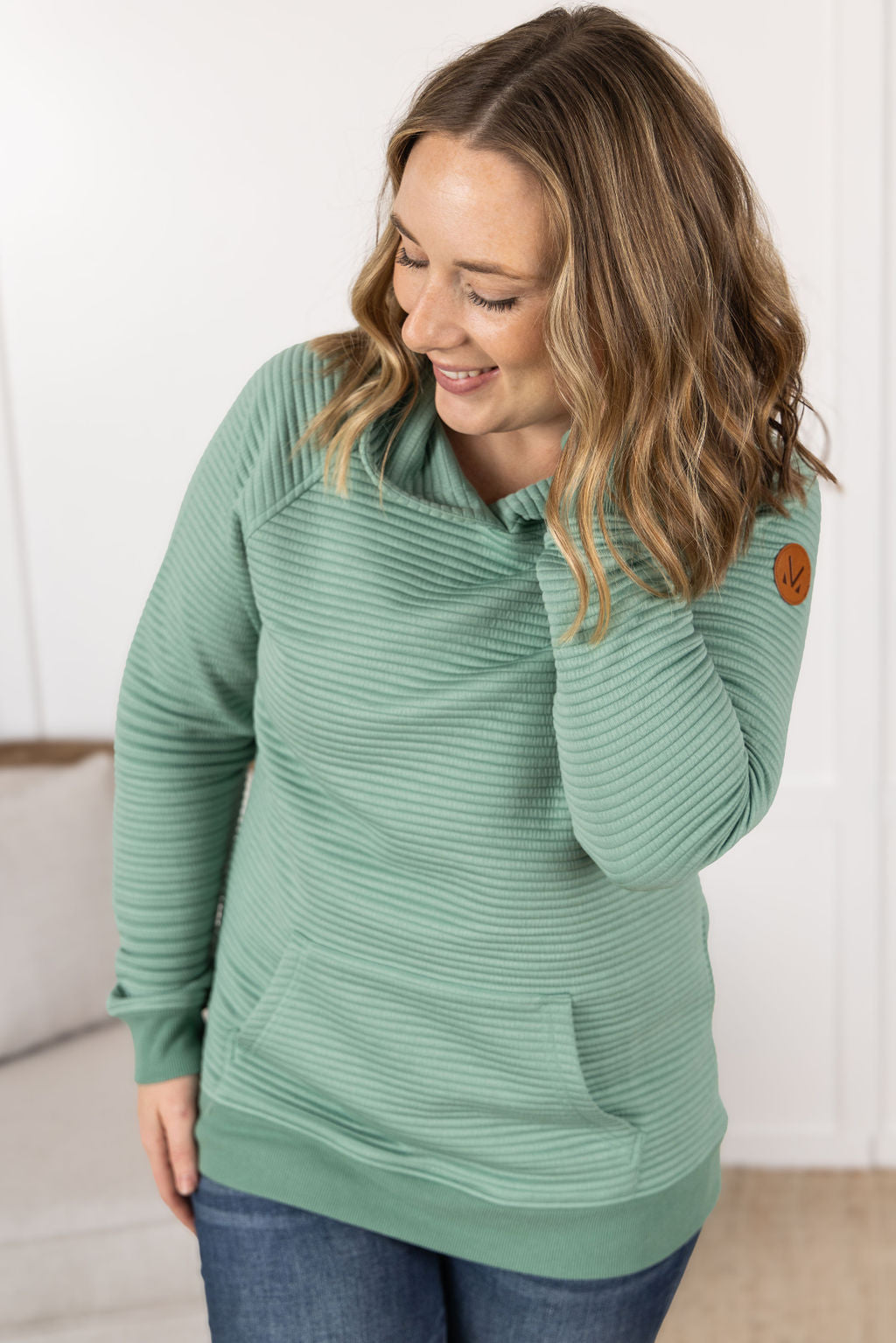 Tatum Textured Pullover Hoodie - Sea Green-outerwear-Villari Chic, women's online fashion boutique in Severna, Maryland