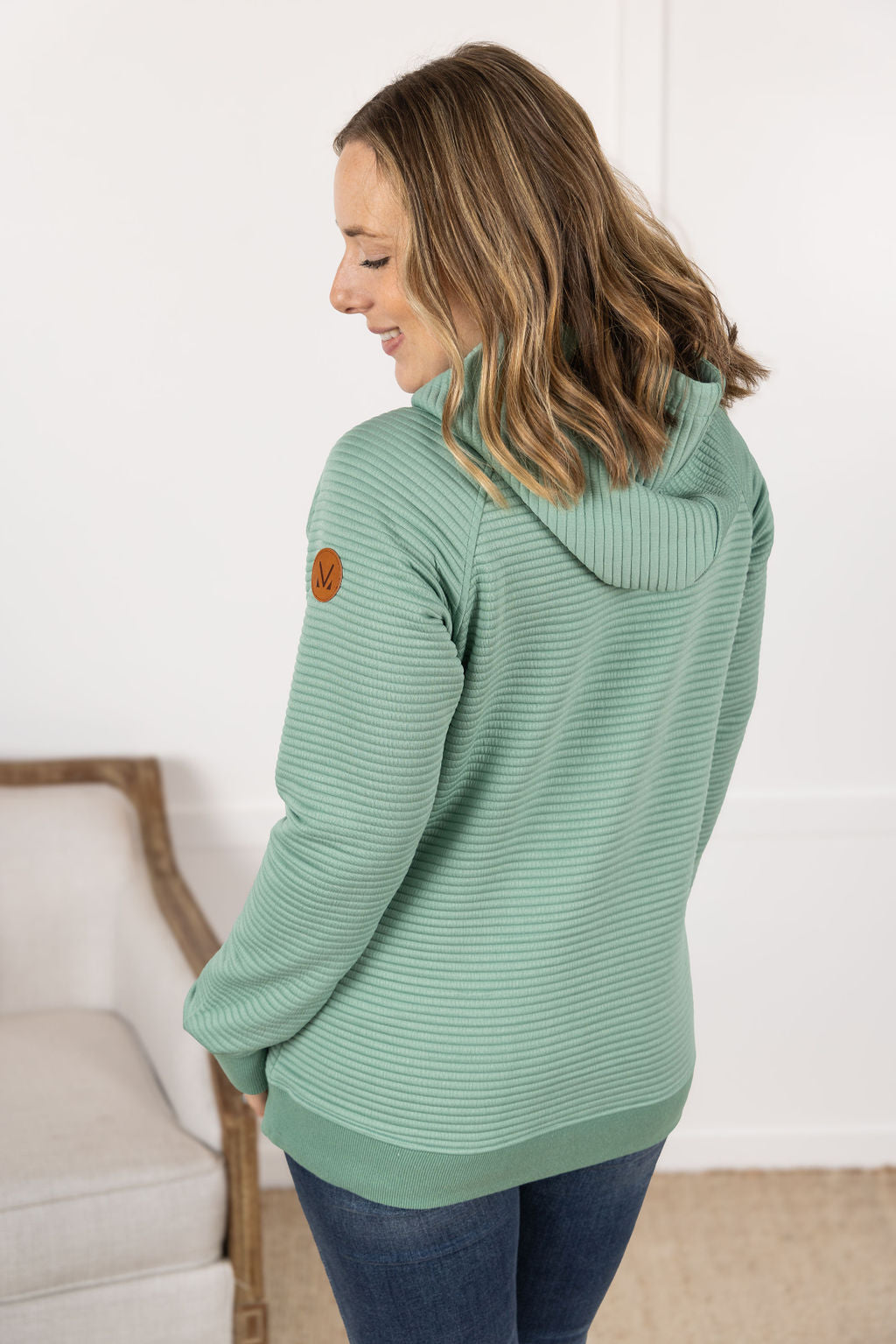 Tatum Textured Pullover Hoodie - Sea Green-outerwear-Villari Chic, women's online fashion boutique in Severna, Maryland