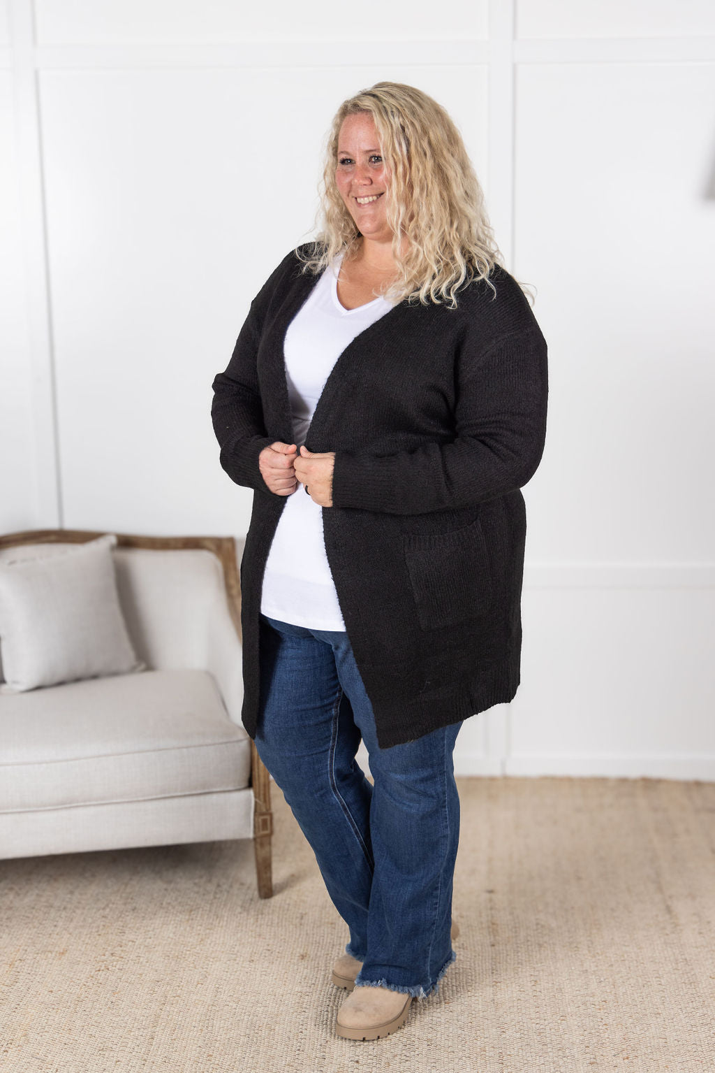 Madison Cozy Cardigan - Jet Black-Villari Chic, women's online fashion boutique in Severna, Maryland