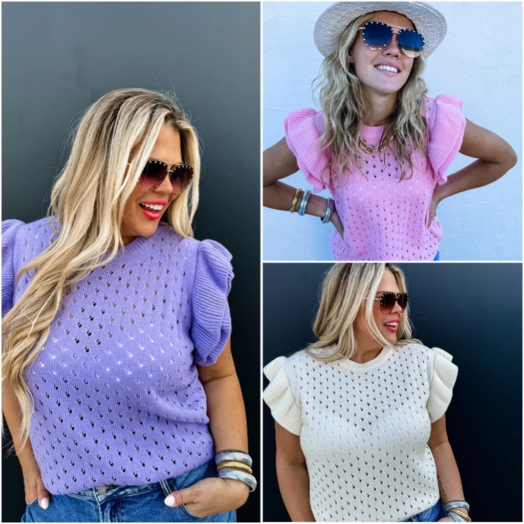 PREORDER: Cora Ruffle Sleeve Sweater Top - 3 Colors!-Villari Chic, women's online fashion boutique in Severna, Maryland