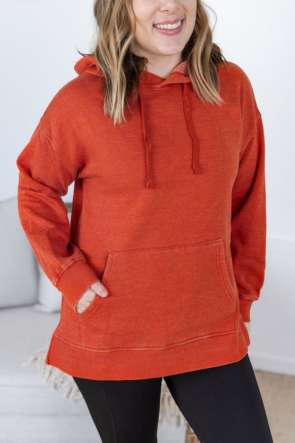 Vintage Wash Hoodie - Rust-Hoodie-Villari Chic, women's online fashion boutique in Severna, Maryland