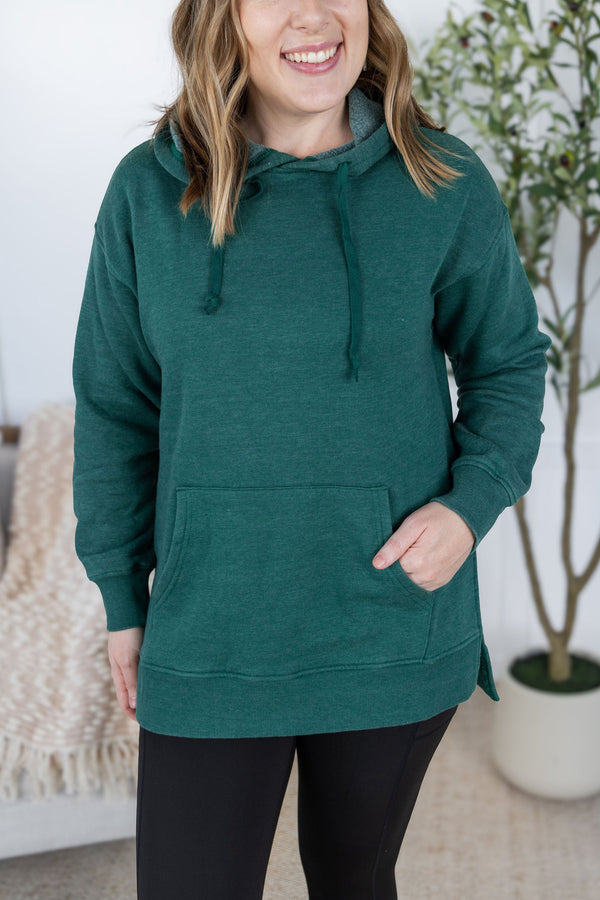 Vintage Wash Hoodie - Hunter Green-Hoodie-Villari Chic, women's online fashion boutique in Severna, Maryland