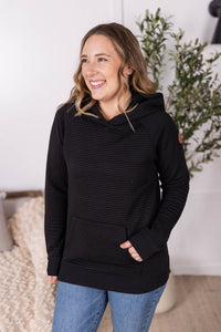 Tatum Textured Pullover Hoodie - Black-outerwear-Villari Chic, women's online fashion boutique in Severna, Maryland
