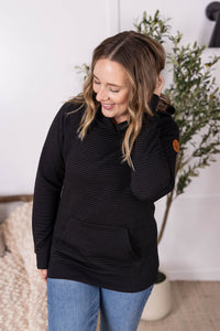 Tatum Textured Pullover Hoodie - Black-outerwear-Villari Chic, women's online fashion boutique in Severna, Maryland